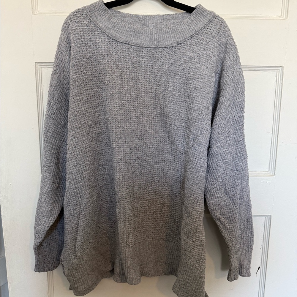 aerie Light Gray Ribbed Knit Sweater